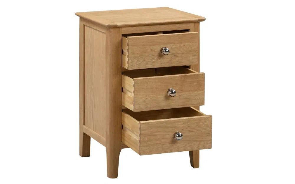 Millbrook Solid Oak Wood Bedside Table | 3 Drawers